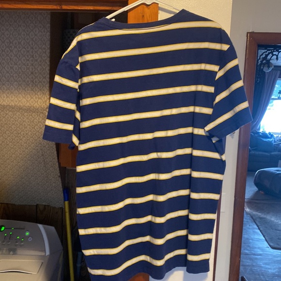 J. Crew Cotton tshirt in stripe size XXL color Blue with Yellow and White - Picture 4 of 5